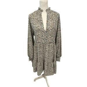 Elan anthropologie tiered floral chiffon flowy dress womens large cottage tea